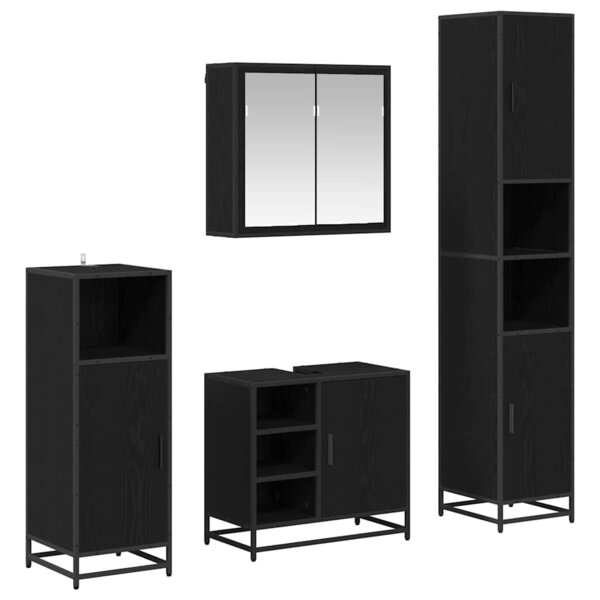 vidaXL Ensemble de mobilier de salle de bain 4 Pièces Chêne noir
