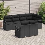 vidaXL Ensemble de canapé de jardin avec coussin 7 Pièces Noir polyrotin