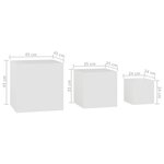 vidaXL Tables d'appoint 3 Pièces Blanc Bois d’ingénierie