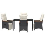 vidaXL Set de salle à manger de jardin de 5 pièces avec coussins Rattan poly noir