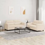 vidaXL Ensemble de canapés 2 Pièces avec coussins beige tissu microfibre