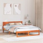 vidaXL Cadre de lit Marron ciré Bois 140 x 200 cm Simple Cadre de lit