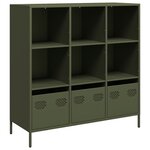 vidaXL Buffet haut vert olive 101 5x39x103 5 cm acier