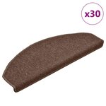 vidaXL Tapis d'escalier 30 pièces 65 x 24 x 4 cm Marron Demi-rond Grand