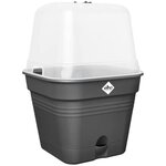 Pot De fleurs Carré - Plastique - Réservoir - Ø 20 - Noir
