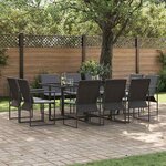 vidaXL Ensemble de salle à manger pour jardin 11 Pièces Noir Acier