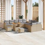 vidaXL Ensemble de canapé de jardin 13 Pièces Beige polyrotin