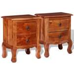 vidaXL Tables de chevet avec tiroirs 2 Pièces Bois d'acacia massif