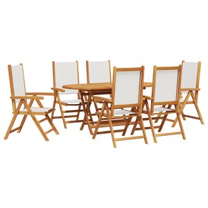 vidaXL Ensemble de salle à manger de jardin 7 pièces blanc crème en bois d'acacia