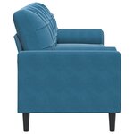 vidaXL Canapé 3 places avec oreillers décoratifs bleu 210 cm velours