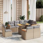 vidaXL Salon de jardin avec coussins 9 Pièces beige résine tressée