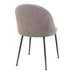 2 chaises de salle à manger en velours gris avec pieds noirs