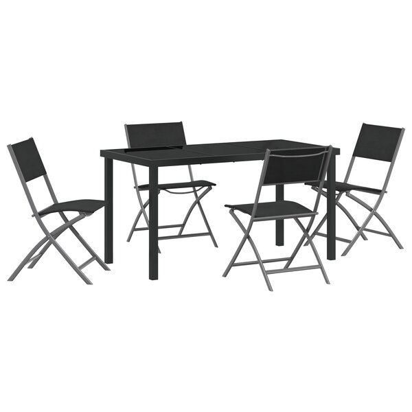 vidaXL Ensemble de Salle à Manger de Jardin 5 Pièces Noir Textilène et Acier