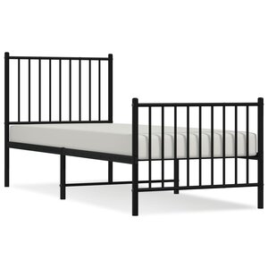 vidaXL Cadre de lit métal avec tête de lit/pied de lit noir 80x200 cm