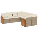 vidaXL Salon de jardin avec coussins 8 Pièces beige résine tressée