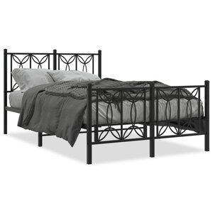 vidaXL Cadre de lit métal sans matelas avec pied de lit noir 120x190cm