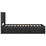 vidaXL Cadre de lit avec rangement et tête de lit Noir 90 x 200 cm