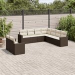 vidaXL Salon de jardin avec coussins 9 Pièces marron résine tressée