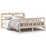 vidaXL Cadre de lit et tête de lit sans matelas 135x190 cm