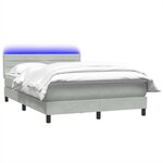 vidaXL Sommier à lattes de lit et matelas et LED gris clair 160x220cm velours