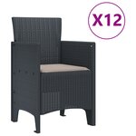 Set jardin 13 pièces avec coussins anthracite en poly rotin