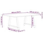 vidaXL Table à manger avec bord naturel 180x100x74cm bois massif chêne