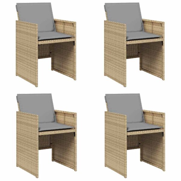 vidaXL Chaises de jardin avec coussins lot de 4 mélange beige