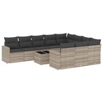 vidaXL Salon de jardin 11 Pièces avec coussins gris clair résine tressée