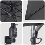 vidaXL Parasol d'extérieur Anthracite Polyester  Acier revêtu de poudre