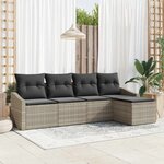 vidaXL Ensemble de canapé de jardin 5 Pièces Gris clair Poly rotin