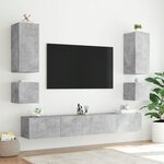 vidaXL Meuble TV mural avec lumières LED gris béton 100x35x41 cm
