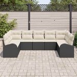 vidaXL Ensemble de canapé de jardin 9 Pièces Noir et blanc Poly rotin