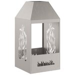 brasero vidaXL 50x50x100 cm en acier vieilli