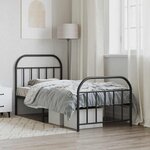 vidaXL Cadre de lit métal sans matelas avec pied de lit noir 90x190 cm