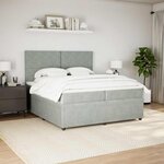 vidaXL Sommier à lattes de lit et matelas Gris clair 200x200cm Velours