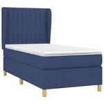 vidaXL Sommier à lattes de lit avec matelas Bleu 90x200 cm Tissu
