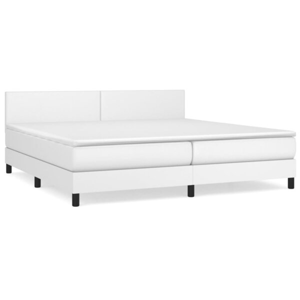 vidaXL Sommier à lattes de lit avec matelas Blanc 200x200cm Similicuir