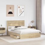 vidaXL Lit de Rangement Chêne Sonoma 140 x 200 cm Bois d'ingénierie