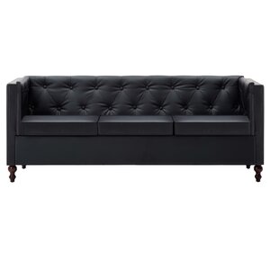 vidaXL Canapé chesterfield à 3 places Revêtement en similicuir Noir