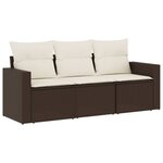 vidaXL Salon de jardin avec coussins 3 Pièces marron résine tressée
