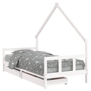vidaXL Cadre de lit d'enfants tiroirs blanc 90x190 cm bois pin massif