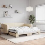 vidaXL Lit de jour avec lit gigogne crème 100x200 cm tissu