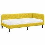 vidaXL Cadre de lit d'angle avec matelas Jaune 100 x 200 cm Velours