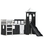 vidaXL Lit superposé sans matelas avec toboggan blanc noir 80x200 cm