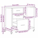 vidaXL Cabinet de Bureau avec roue Chêne marron 76 x 41 x 72 cm