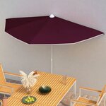 vidaXL Demi-parasol de jardin avec mât 180x90 cm rouge bordeaux