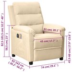 vidaXL Fauteuil électrique de massage Crème Tissu