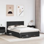 vidaXL Cadre de lit avec tiroir Noir 140 x 190 cm Bois d'ingénierie