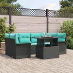 vidaXL Ensemble de canapé de jardin 7 Pièces Noir Poly Rattan