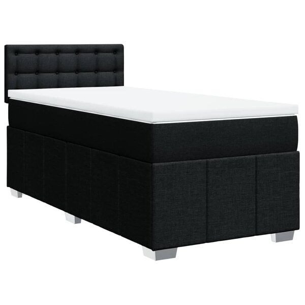 vidaXL Sommier à lattes de lit avec matelas Noir 90x190 cm Tissu